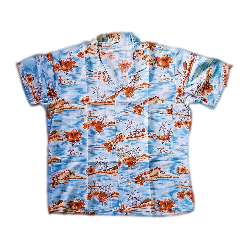 Printed Collar Neck Men Beach Shirt (Size: L) - Okmall