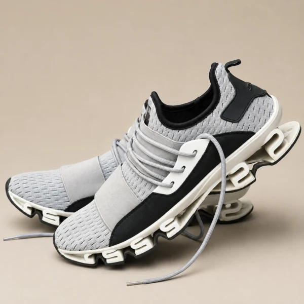 New Fashion Sport Men's Grey Knit Running Sneakers – Size 41