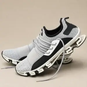 New Fashion Sport Men's Grey Knit Running Sneakers – Size 41