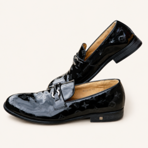 Louis Vuitton Men's Black Patent Leather Loafers – Size 41