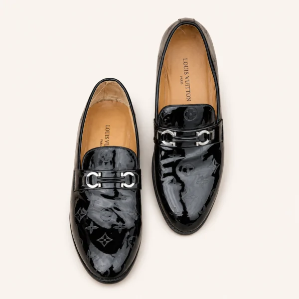 Louis Vuitton Men's Black Patent Leather Loafers – Size 41