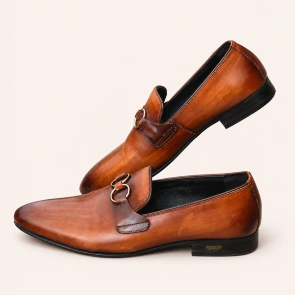 Anax Men's Brown Leather Horsebit Loafers – Size 40