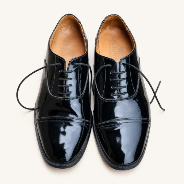 Sanders Men's Black Leather Cap-Toe Oxford Dress Shoes – Size 41